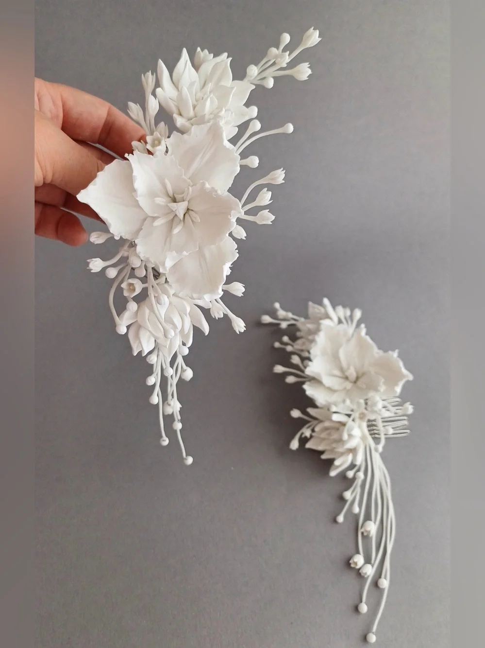 White Bridal Flower tiara, Side Flower Hair Comb, Lily of the valley